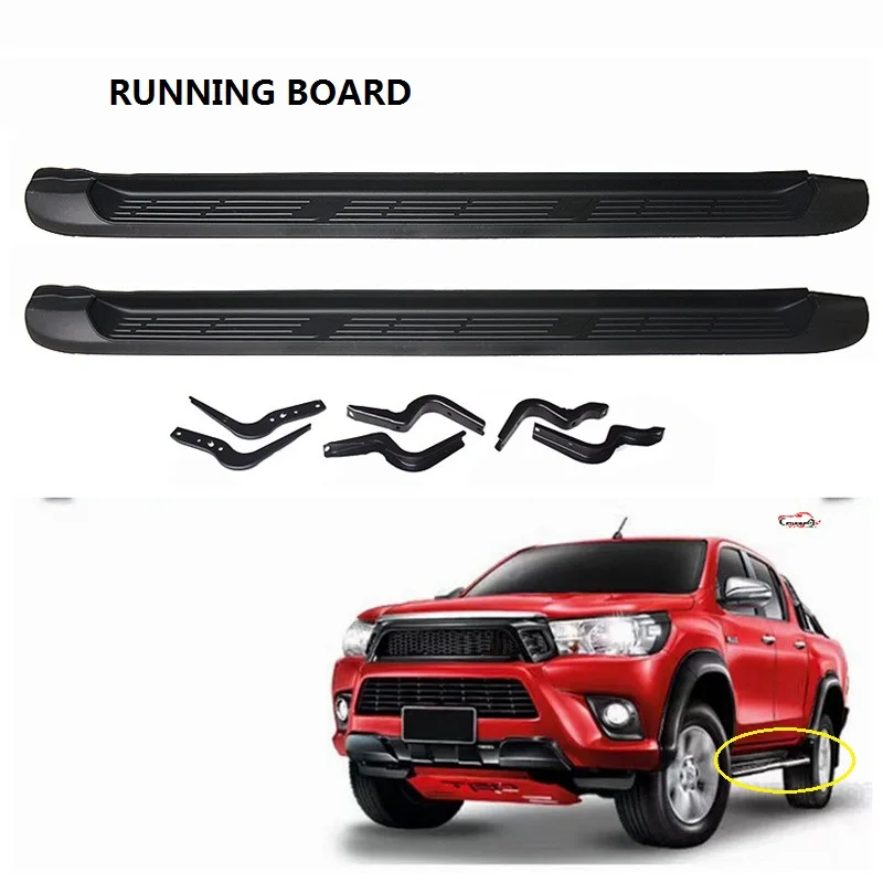 

CITYCARAUTO free shipment side bar foot board pedal treadplate Side Step Bar Running Board Fit for hilux revo 2015-2017 4DOOR