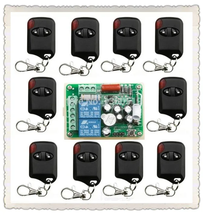 

Hot Sales AC220V 10A 2CH 315MHz/433MHZ Wireless RF Remote Control Switch teleswitch 10* cat eye Transmitter+ 1*Receiver