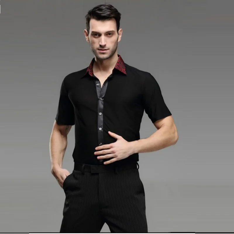 

Men's Square Dance Shirt Short Sleeved Adult Male Dance Costume Latin Dance Competition Rumba Samba Dancing Clothes B-4238