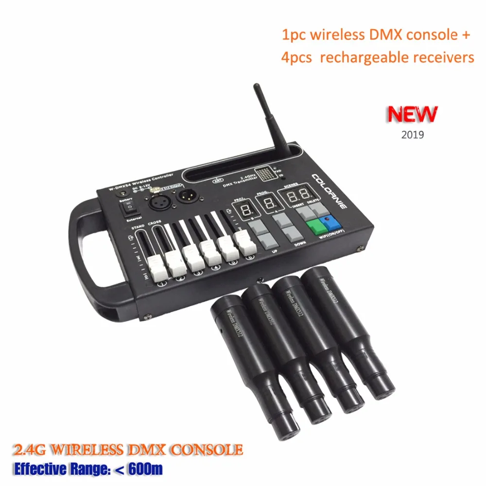 mini dmx512 sem fio 54ch controlador e pcs embutido bateria recarregavel sem fio receptores dmx para mover a fase 01