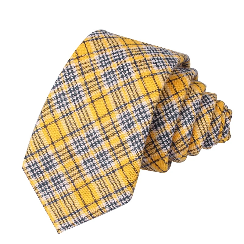 Nowy Casual Plaid krawaty cienka bawełna krawat na garnitury męskie męskie Slim krawat dla biznesu Cravats 6cm szerokość Groom krawaty