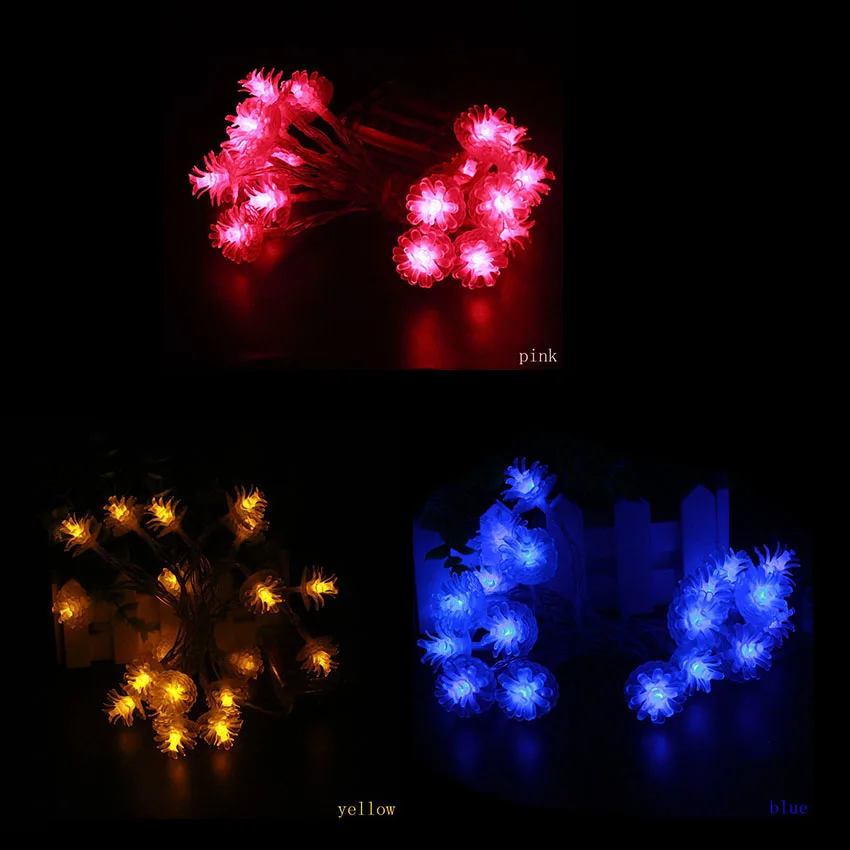 2m 3m 4m 5m 10m Pine Cone pendants Fairy led garland on AA batteries Christmas outdoor string lights New year party wedding deco