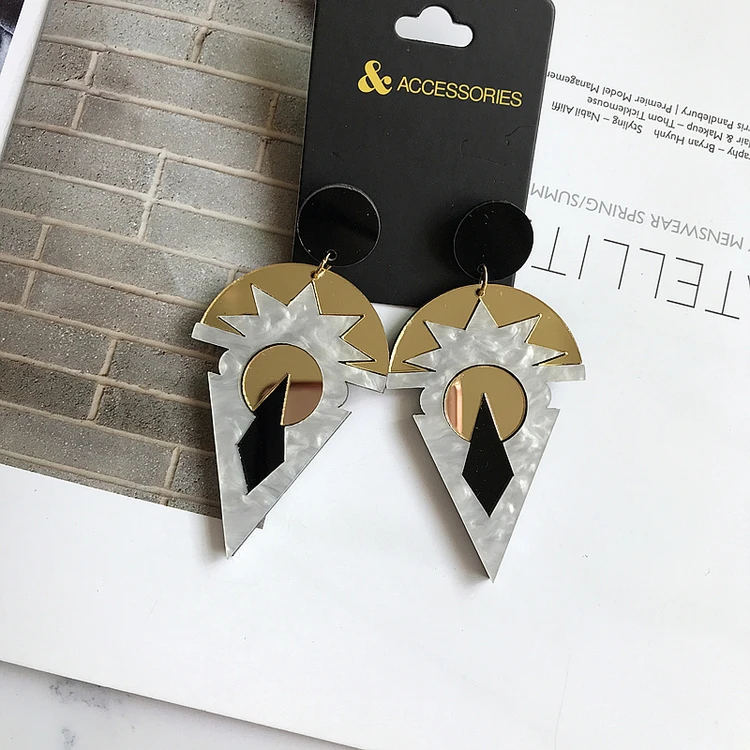 FishSheep Gold Color Geometric Acrylic Dangle Drop Earrings Rock Punk Resin Big Irregular Earrings For Women Jewelry Accessories