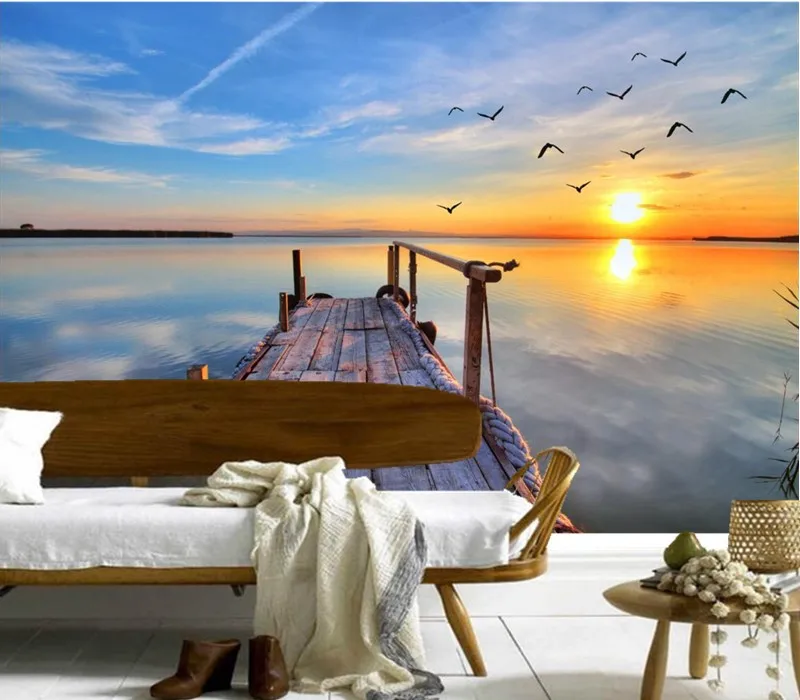 Custom 3D murals,Lake Marinas Sky Sunrises and sunsets Nature papel de parede,hotel living room sofa TV wall bedroom wallpaper