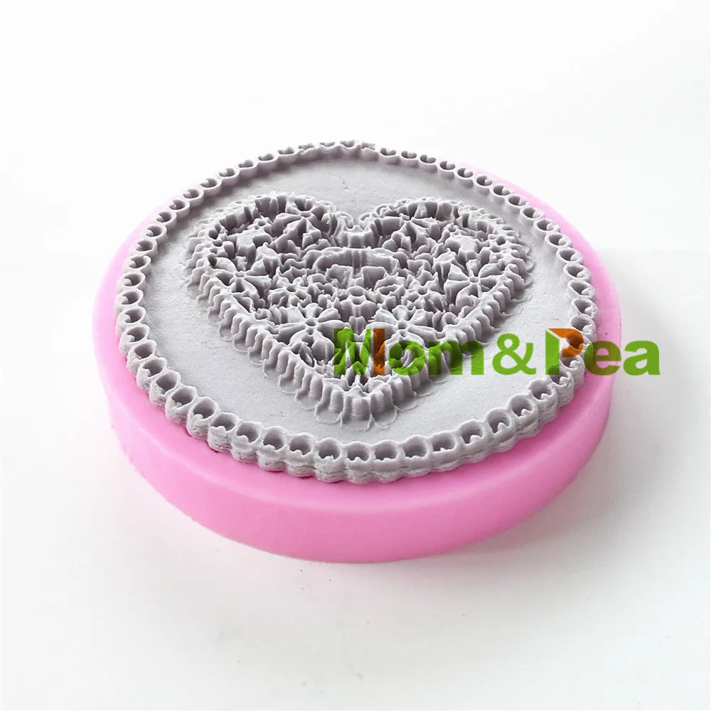 Mom&Pea 0725 Free Shipping Heart Lace Shaped Silicone Mold Cake Decoration Fondant Cake 3D Mold Food Grade