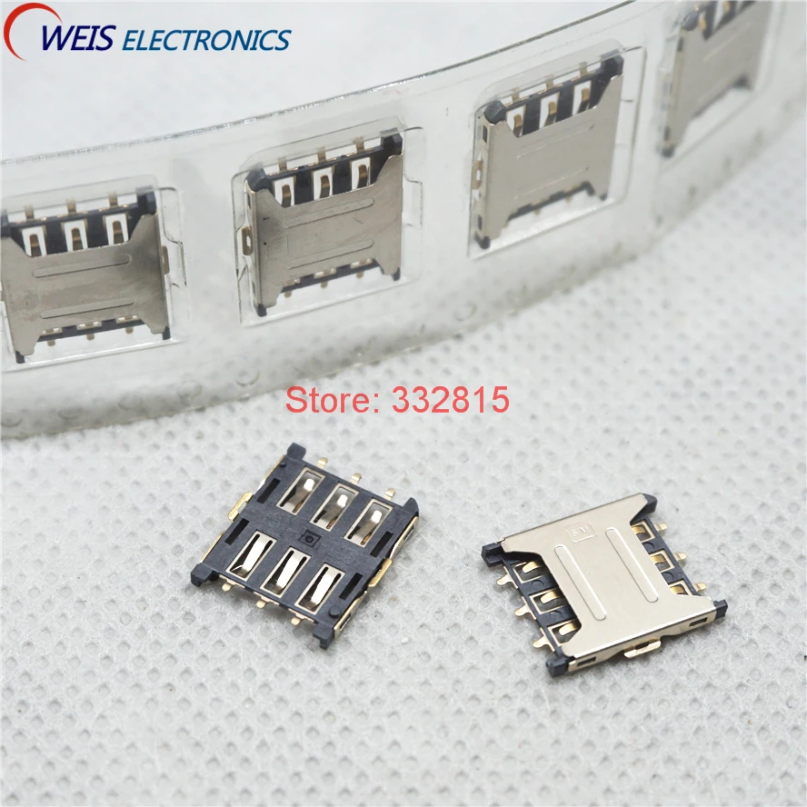 10PCS Nano-SIM Card Holder Plug Type 6PIN Mini Sim Card Socket Nano SIM Card Connector ROHS Sockets