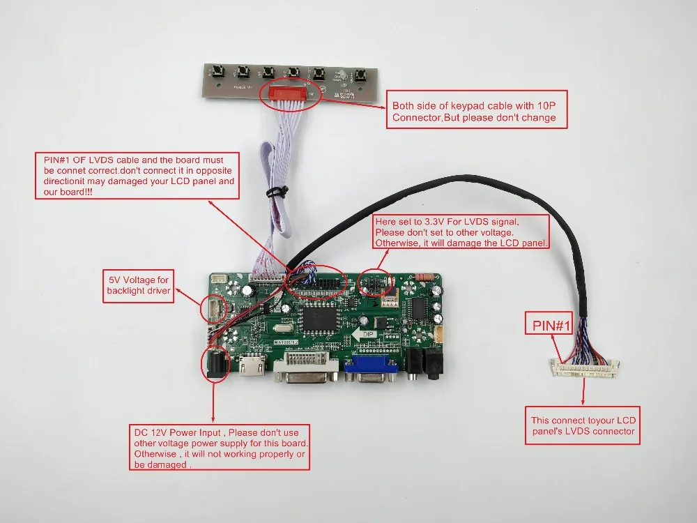 NT68676 LCD controller board support  DVI VGA AUDIO for 12.1 inch LCD panel 800X600 LQ121S1LG75