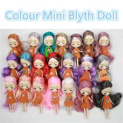 Mini Blyth para meninas, estilo fashion, cabelo colorido, penteado médio, fábrica de nudez, brinquedos sem roupa, 11cm