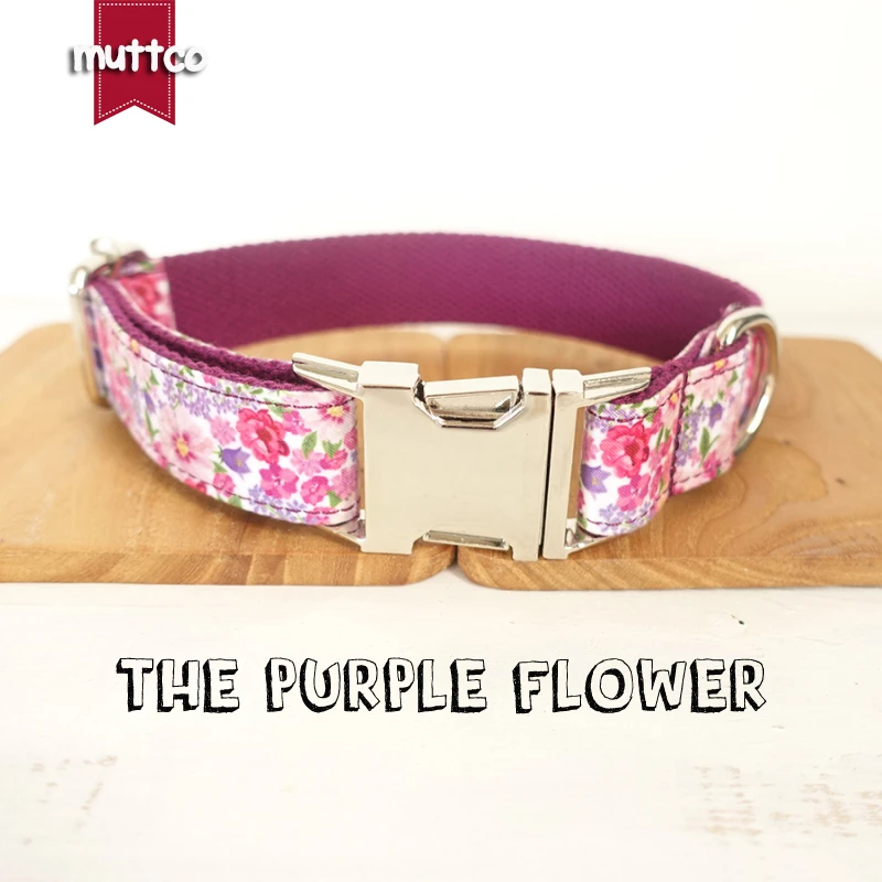 10pcs/lot MUTTCO wholesale personalized particular dog collar THE PURPLE FLOWER creative style dog collars 5 sizes UDC049