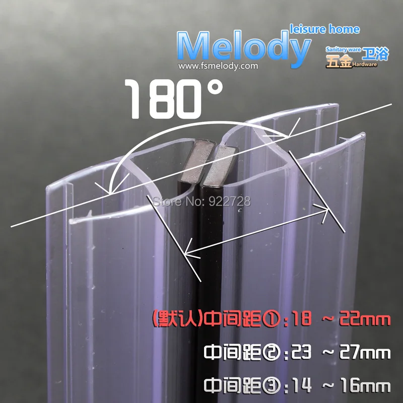 Imagem -02 - Espessura 90 & Perfil Magnético de 180 Graus para Vidro-vidro Porta do Chuveiro Selo: 2000 mm Comprimento mm 12 mm