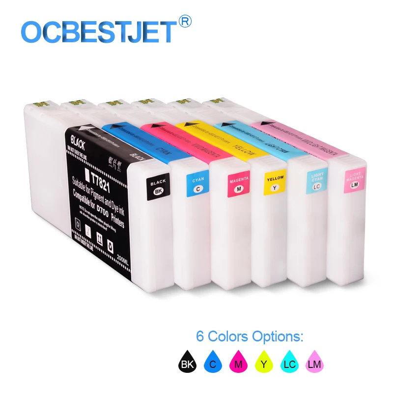 T7821-T7826 Compatible Ink Cartridge 200ML For EPSON D700 Filled Dye Ink For Epson SureLab SL-D700 Printer