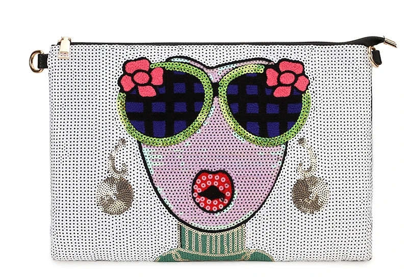 Fashion Sequin Cartoon Flower Woman Clutch Envelope Shoulder Bag Ladies Crossbody Bag Female Purses and Handbags Designer Bag