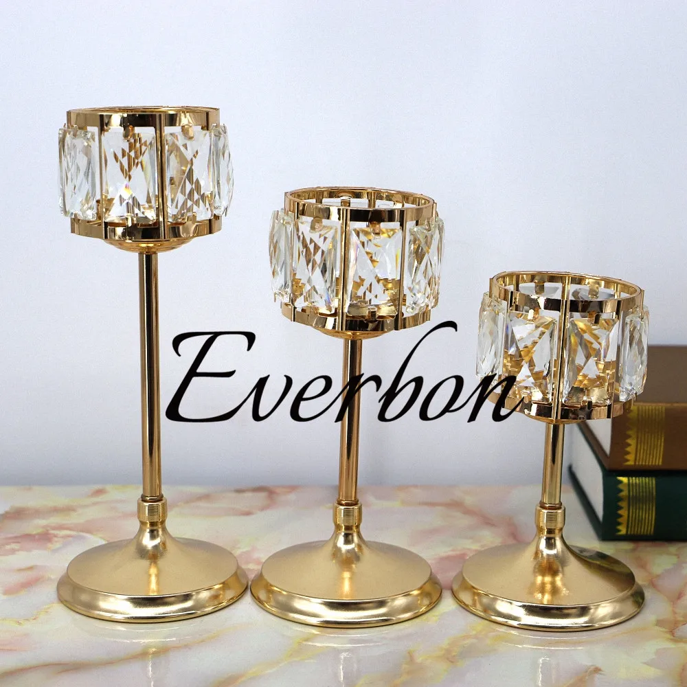 

Crystal Candle Holders Set Metal Candlestick Wedding Party Candle Stand Table Centerpieces Home Holiday Decoration Candelabra