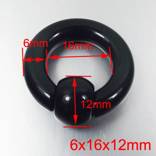 2 Pieces Black Big Size 8mm 10mm Acrylic UV Captive Beads Hoop Ear Tunnel Plug Expander Guauge Body Piercing Jewelry