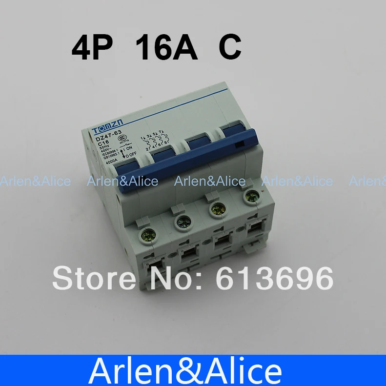 

4P 16A 240V/415V Circuit breaker MCB C TYPE 4 Poles