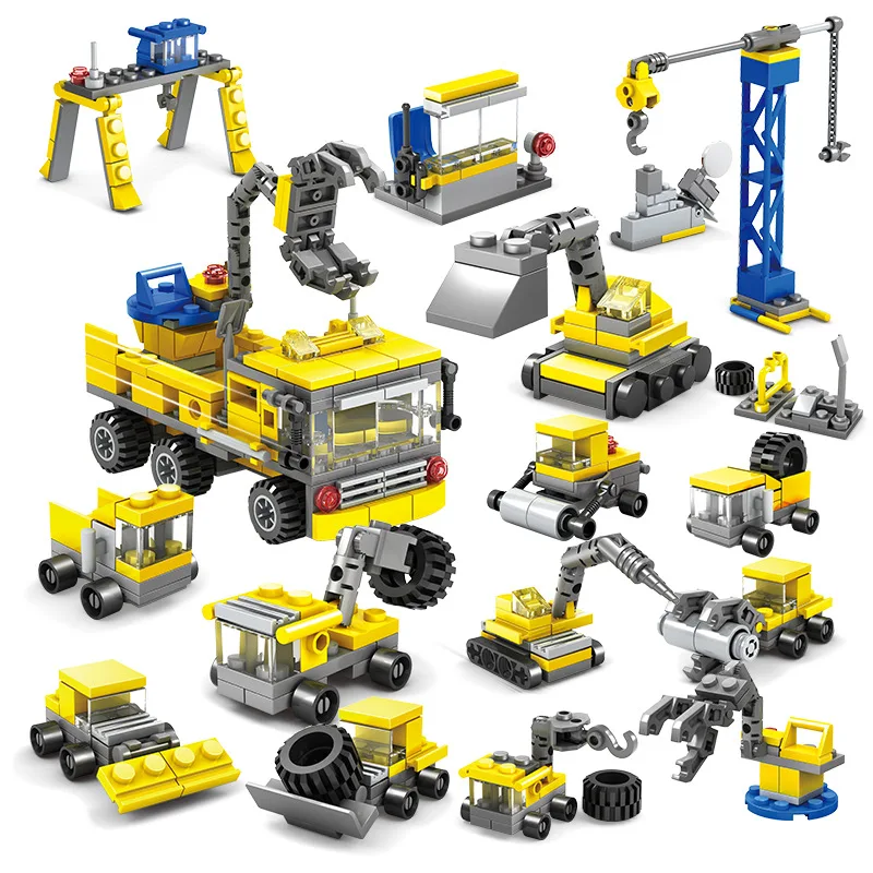 KAZI 16 in 1 City Construction Excavator Forklift Building Blocks Brinquedos educational toys