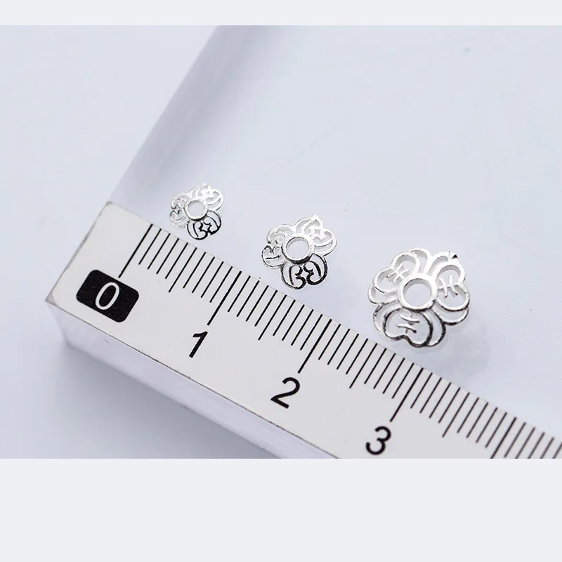 2pcs100% 925 Sterling Silver Bead Caps 5/6/8/9mm Crystal Jades Bracelets Earrings Flower Silver SpacerCaps DIY Jewelry Findings