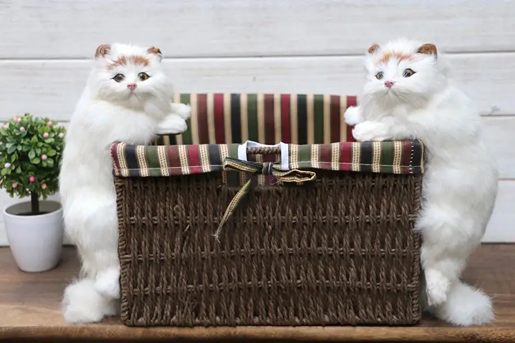 about 30x13x12cm white cat model,polyethylene&furs artifical handicraft Figurines & Miniatures home decoration toy gift a2973