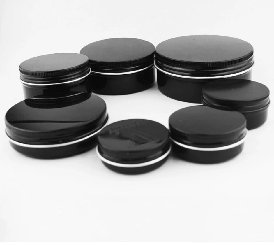 500 pcs Aluminum Jars 60ml Black Metal Tin 2oz Cosmetic Containers Crafts Aluminum Container lin3375