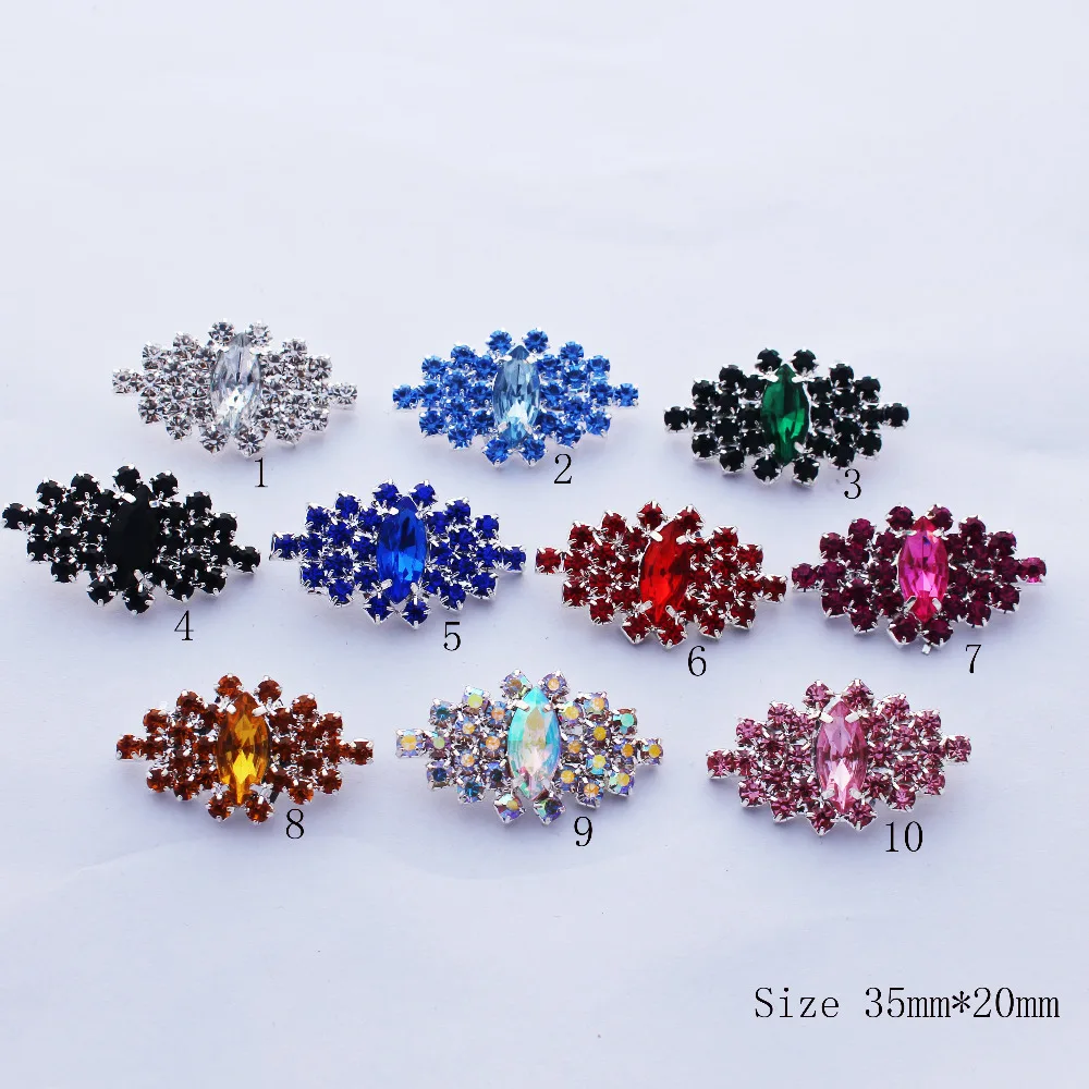 35mm*20mm 10pcs / lot Acryl rhinestone shank brooch button,Wedding Accessories For Hair Button Invitation.