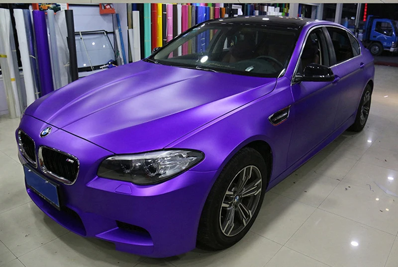 Matte Purple Metallic Vinyl Wrap Satin Car Wrapping Film Vehicle DIY Sticker Foil with Air Bubble Free