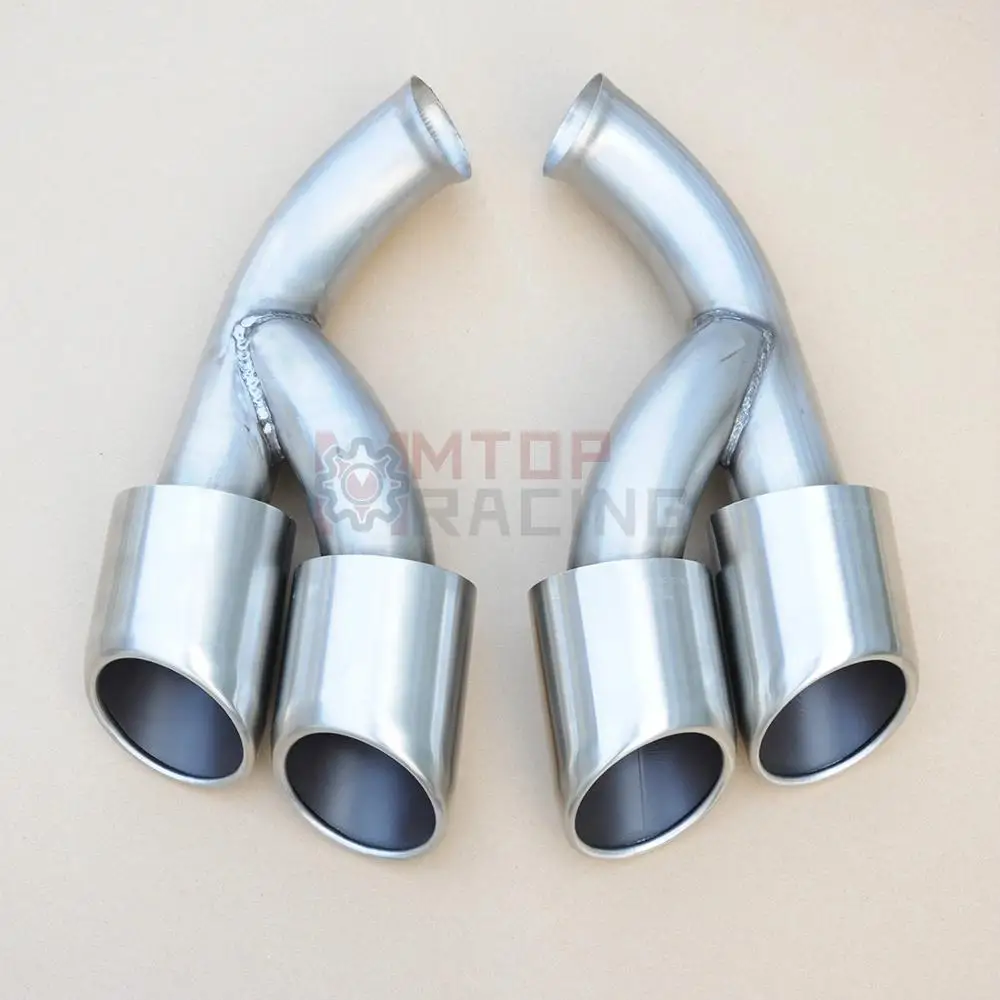 Exhaust Muffler Pipe For Porsche Cayenne 2015 V6 Long Tips End Brushed Silver