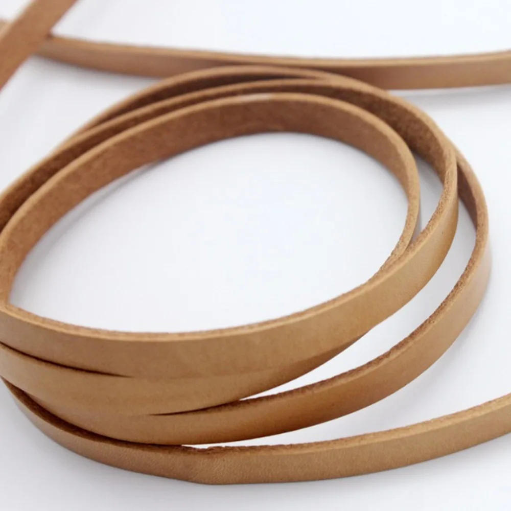 Aaazee 1 Yard 8mmx2mm Natural Coated Hide Real Cow Leather Strip, Wide Genuine Cord for DIY Bracelet Necklace Jewelry