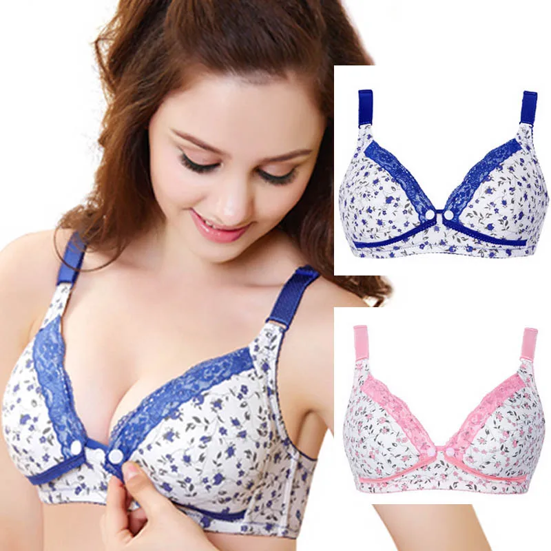 FLOWER Nursing Bra Open Button Cotton Breast Feeding For Pregnant Women Maternity Wear soutien gorge allaitement underwear