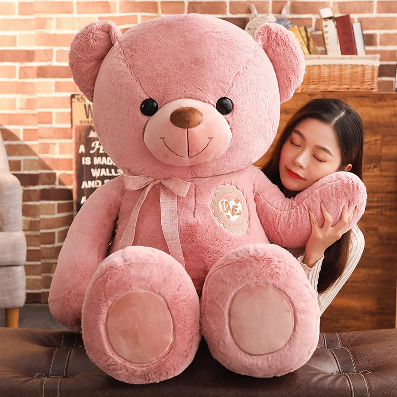 Giant Teddy Bear Kawaii Big 100cm Stuffed Soft Plush Toy Large Embrace Bear Chrildren Kids Doll Girlfriend Birthday Gift