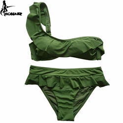 EONAR-Ensemble de bikini à volants pour femmes, maillot de bain à une épaule, maillot de bain brésilien Push Up, maillots de bain bandeau, ensembles de natation