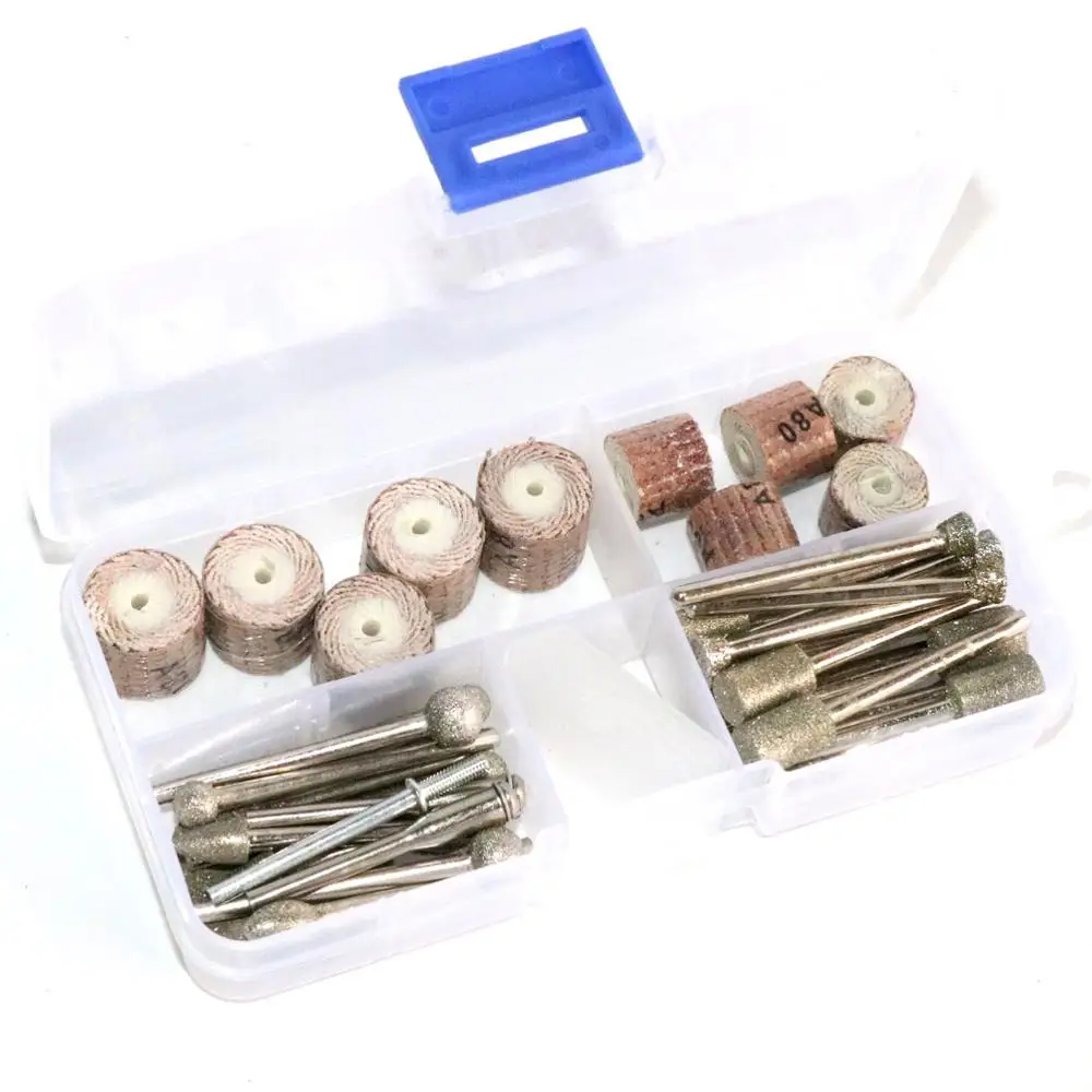 43 Pcs Emery เจียรไฟฟ้าบดอุปกรณ์เสริมขัดเครื่องมือโรตารี่ 1/8 "ขัดเพชรหยกเครื่องมือบด