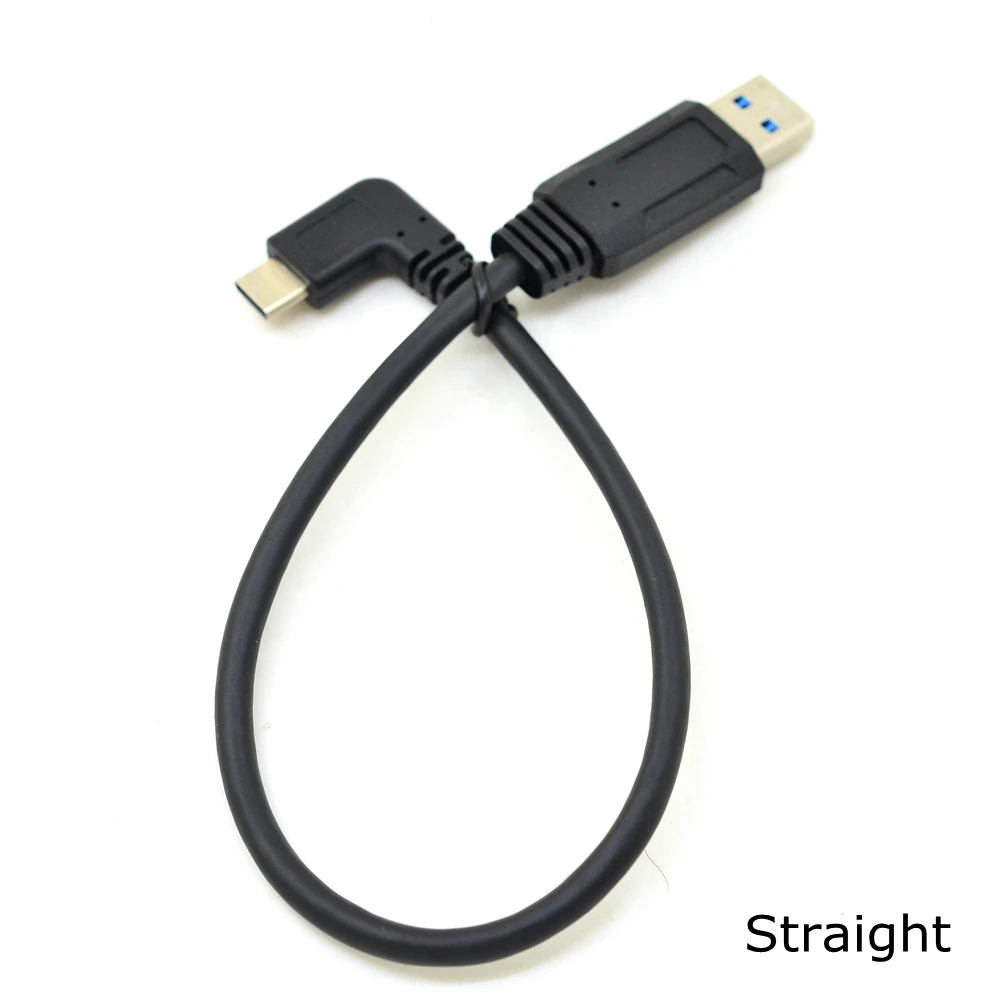 25CM Straight / Left / Right Angle USB 3.0 A male to USB 3.1 Type-C Elbow Data Sync & Charge Cord USB-C Converter Adapter 0.25m