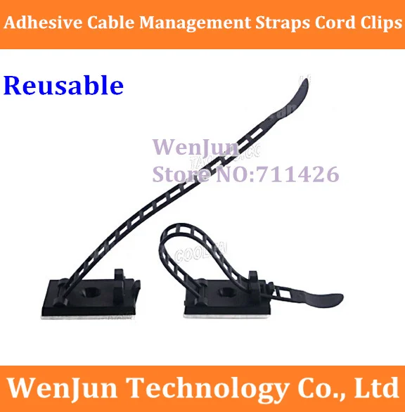 

Free Shipping Reusable Adhesive Cable Management Straps Cord Clips ,Heavy Duty black color 20PCS/LOT