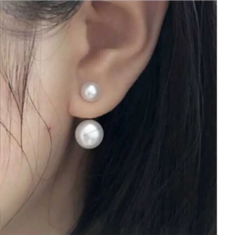 Simple Elegant Freshwater Pearl Earrings For Women 925 Silver 8MM 10MM 12MM Size Pretty Wedding Jewelry Big Promotion