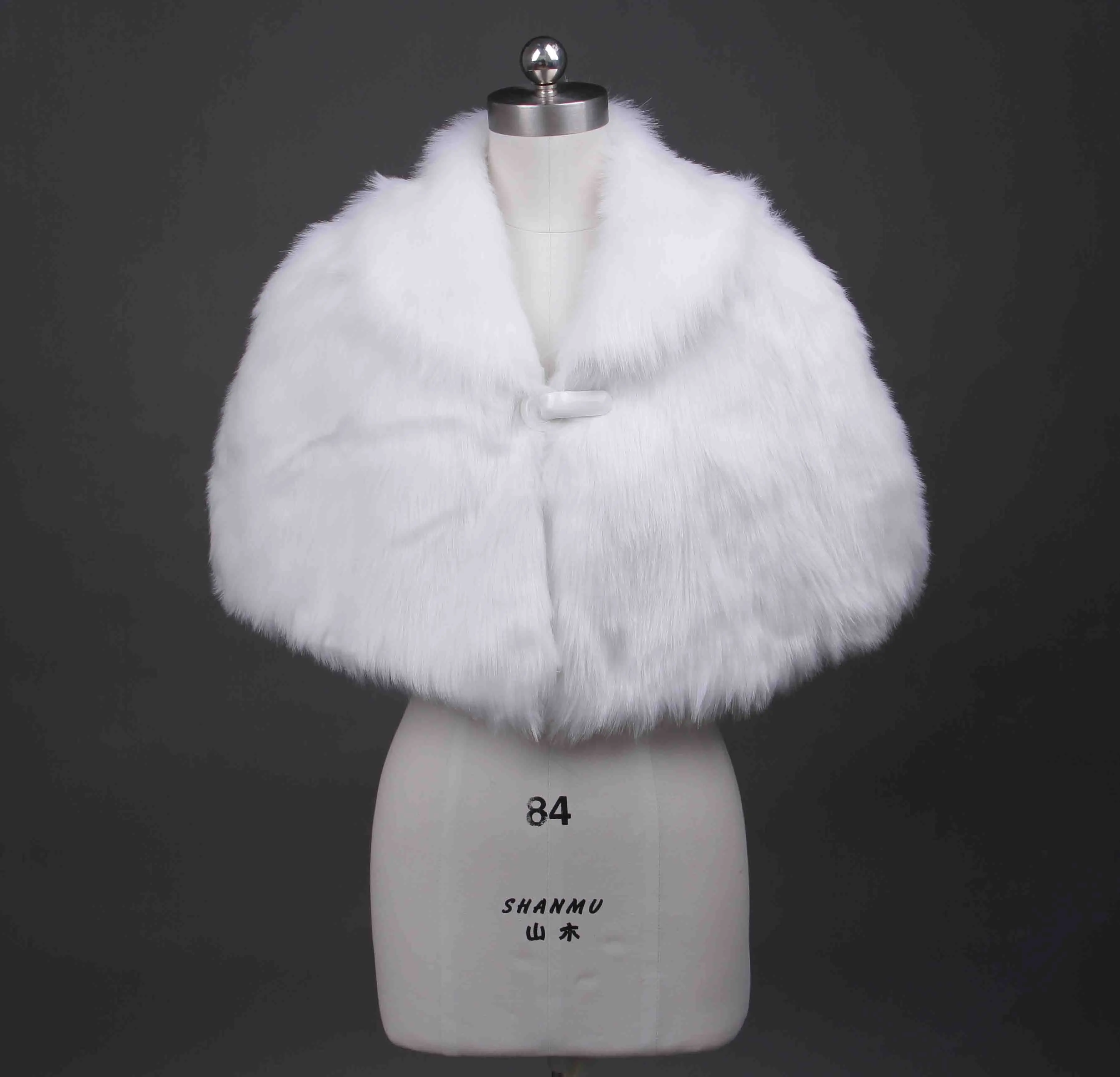 Wit, ivoor,, Faux Fur sjaal Bolero jacket Wedding Bridal bolero jas Wrap Stole shawl formele bolero cape