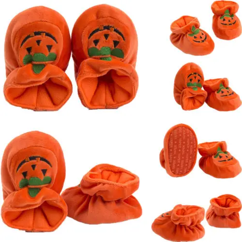 

Newborn Baby Girl Soft Sole Warm Cotton Shoes Anti-slip Pumpkin Prewalker 0-18M