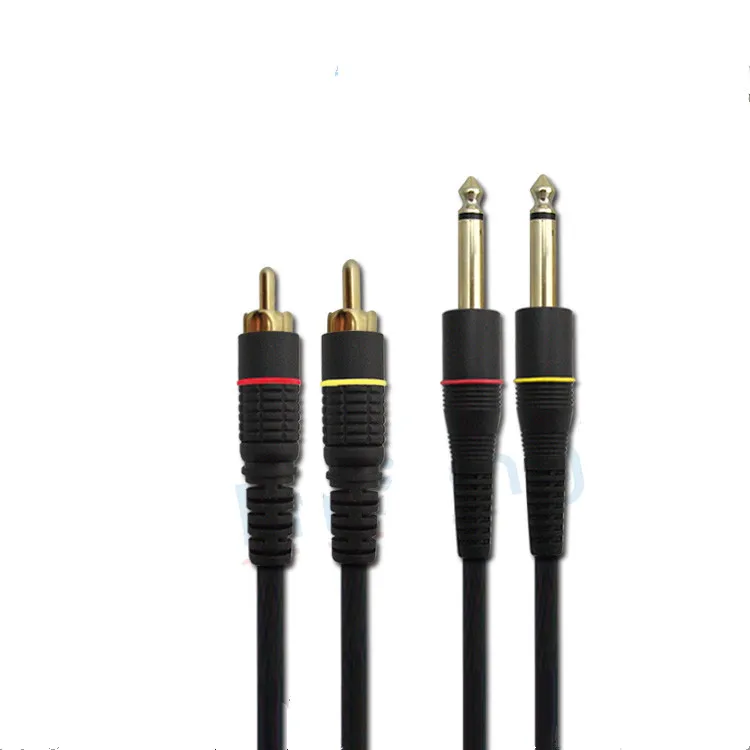 Double 6.5/6.3 turn double lotus double 6.35 turn 2 rca cable lines to the audio signal amplifier Signal lines 1.5M 4.8ft