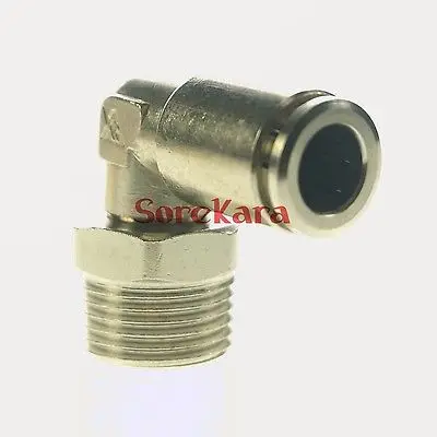 

Pneumatic Nickel Brass ELbow Push In Connector Union Quick Release Air Fitting Plumbing 1/2" BSP Male to Fit Tube O/D 10mm