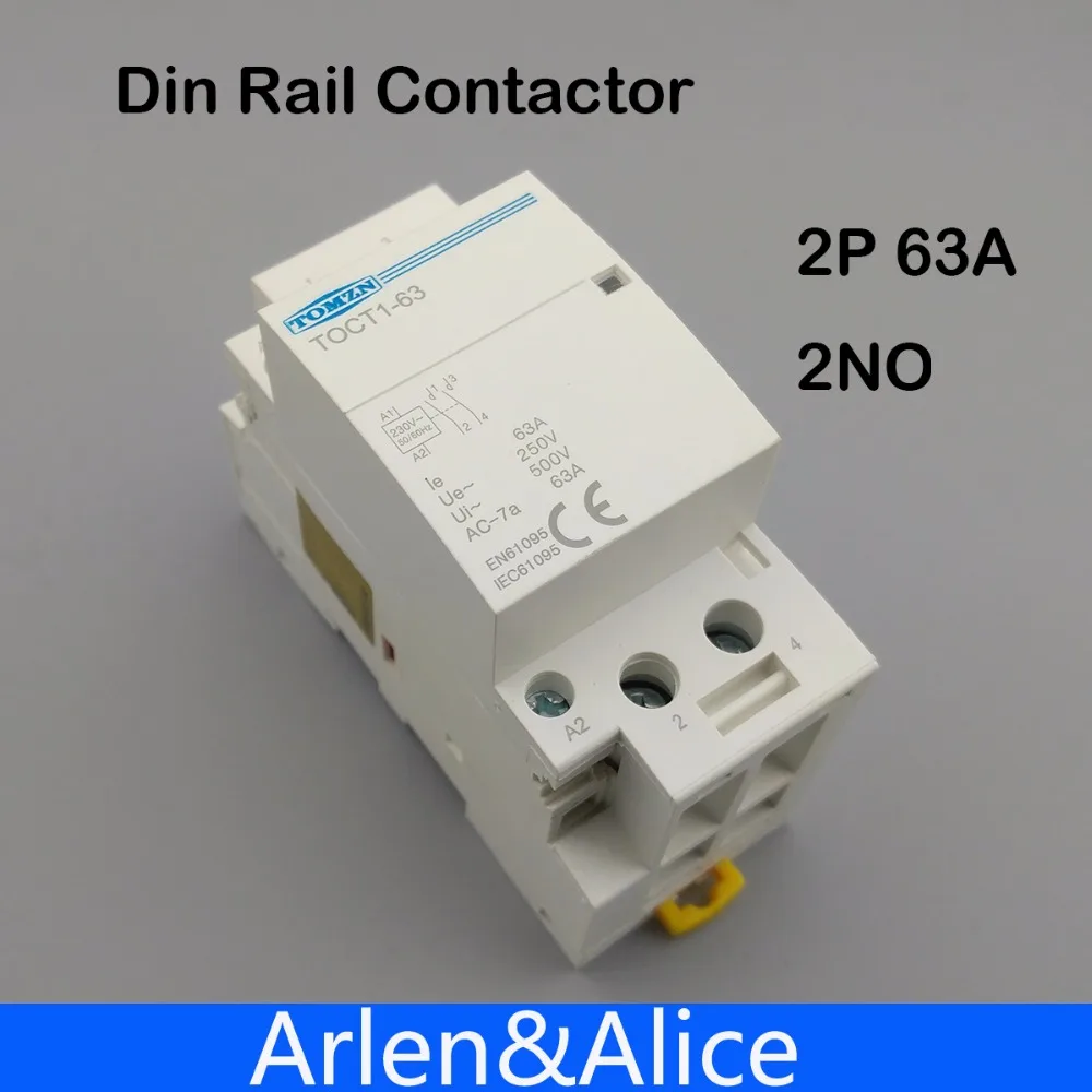 TOCT1 2P 63A 220V/230V 50/60HZ Din rail Household ac Modular contactor  2NO or 2NC or 1NO 1NC