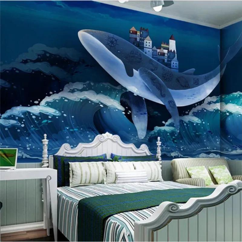 Custom Mural Wallpaper Dream Whale Home Children's Room Background Wall