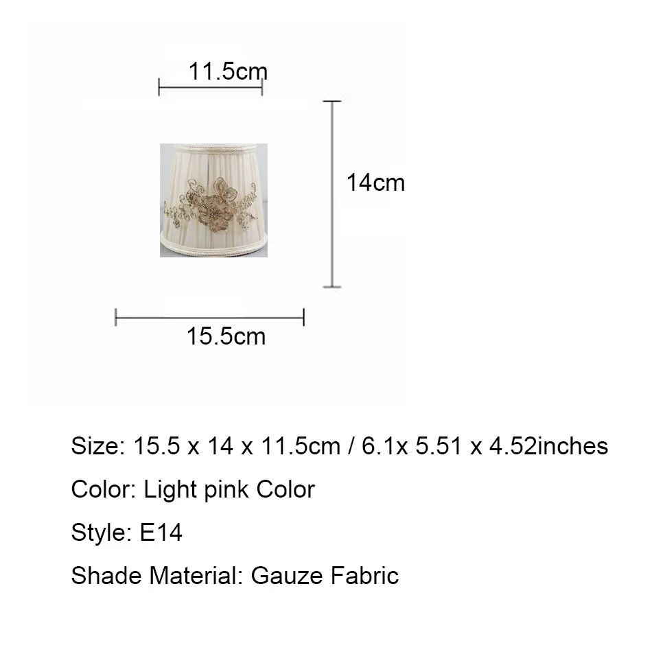 DIA 15.5cm/6.1inch High Quality pink Color Lace Lampshades for lamp, E14