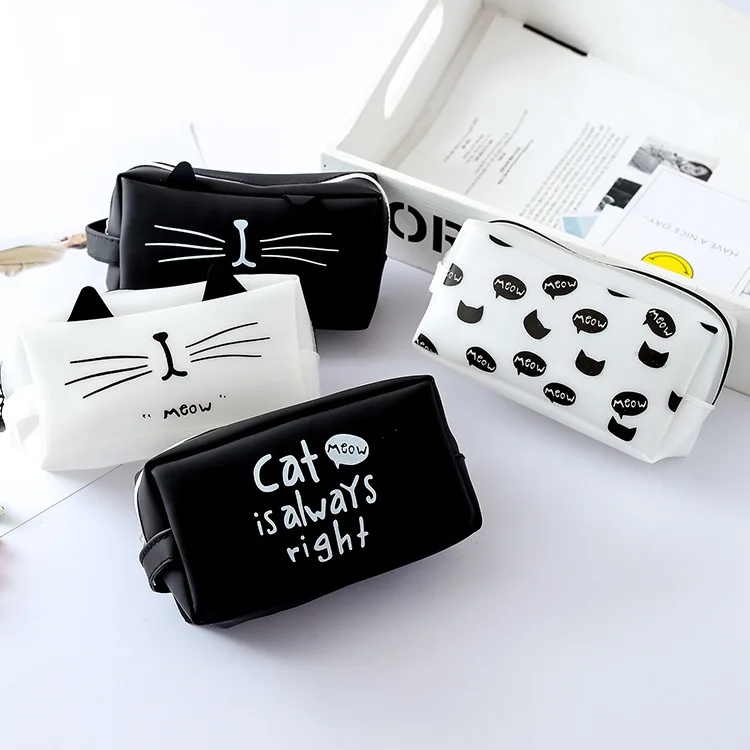 Korean Creative Stationery Cat Kingdom Jelly Pencil Bag Student Large Capacity Pencil Bags Multi Function Pouch School Supplies