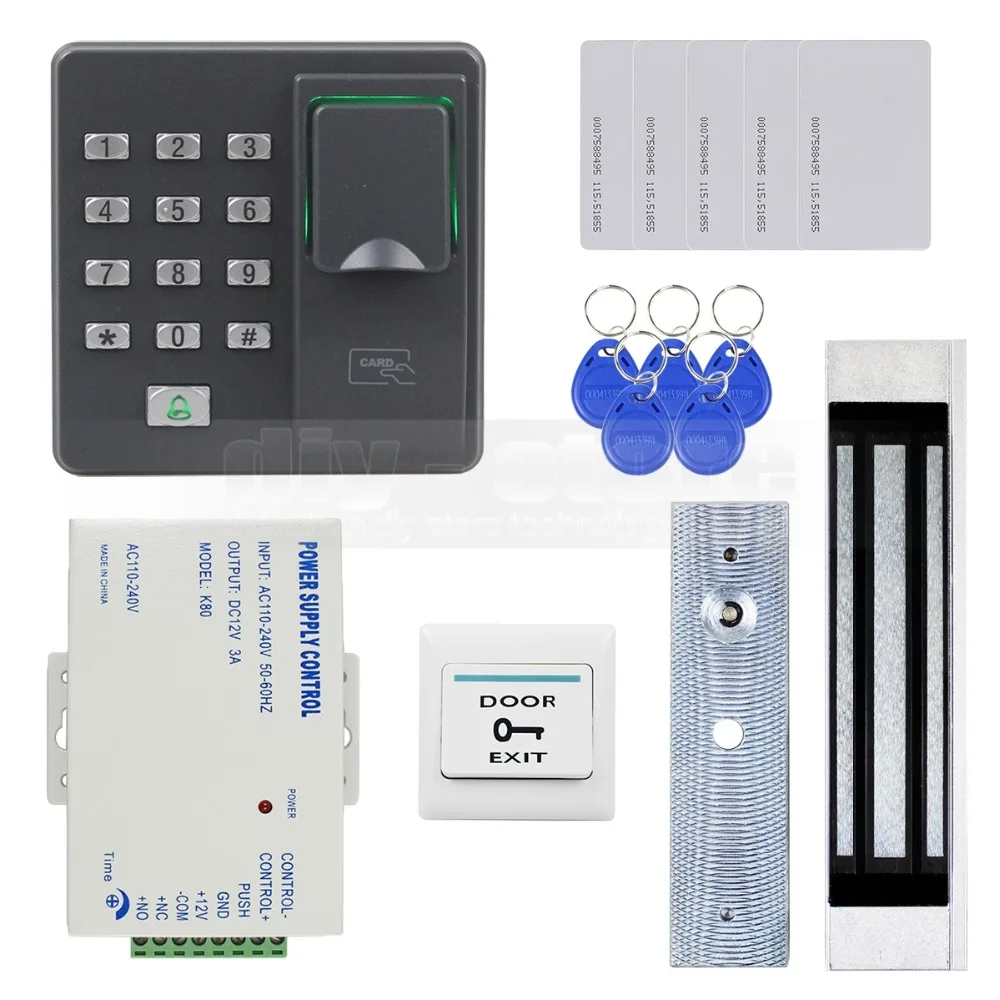 

DIYSECUR Biometric Fingerprint RFID 125KHz Password Keypad Door Access Control System Kit + 180kg Electric Magnetic Lock