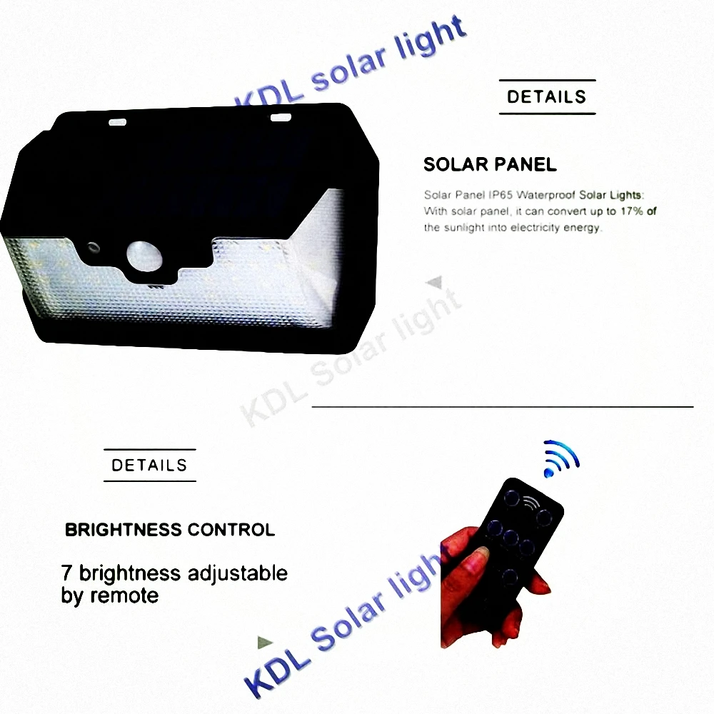 

55 LED 900lm Solar Light remote control radar smart 3 side lighting Lights Outdoor 2030 IP camp street wall lamp yard ca