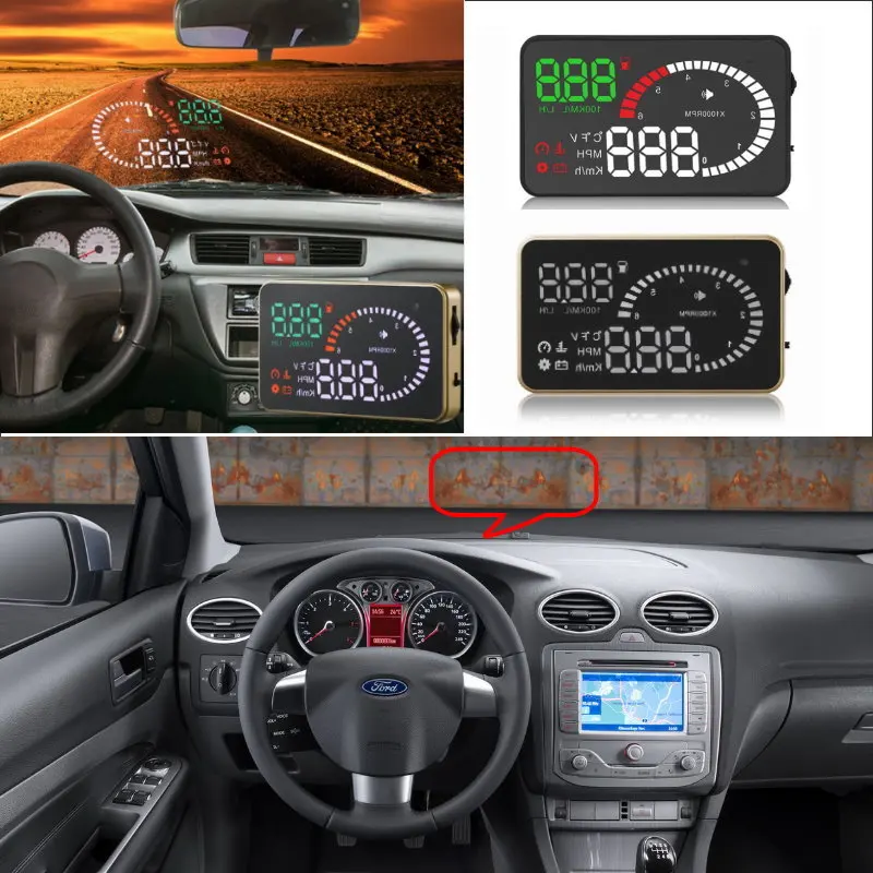 

For Ford Focus/Fiesta/Mondeo/Fusion/Explorer Car HUD Head Up Display Digital Accessories Safe Screen Projector AUTO OBD