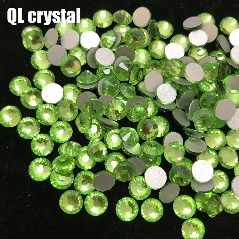 

grass green Glue on Glitter Flatback Glass Crystal Non Hot fix rhinestone For Gymnastics Clothes Shoes 3D Nail Art Decoration