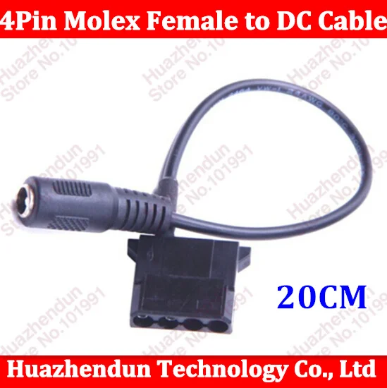 

20pcs/lot New 4Pin Molex Female to DC 5.5*2.1mm Female Adapter Cable,12V Free shipping