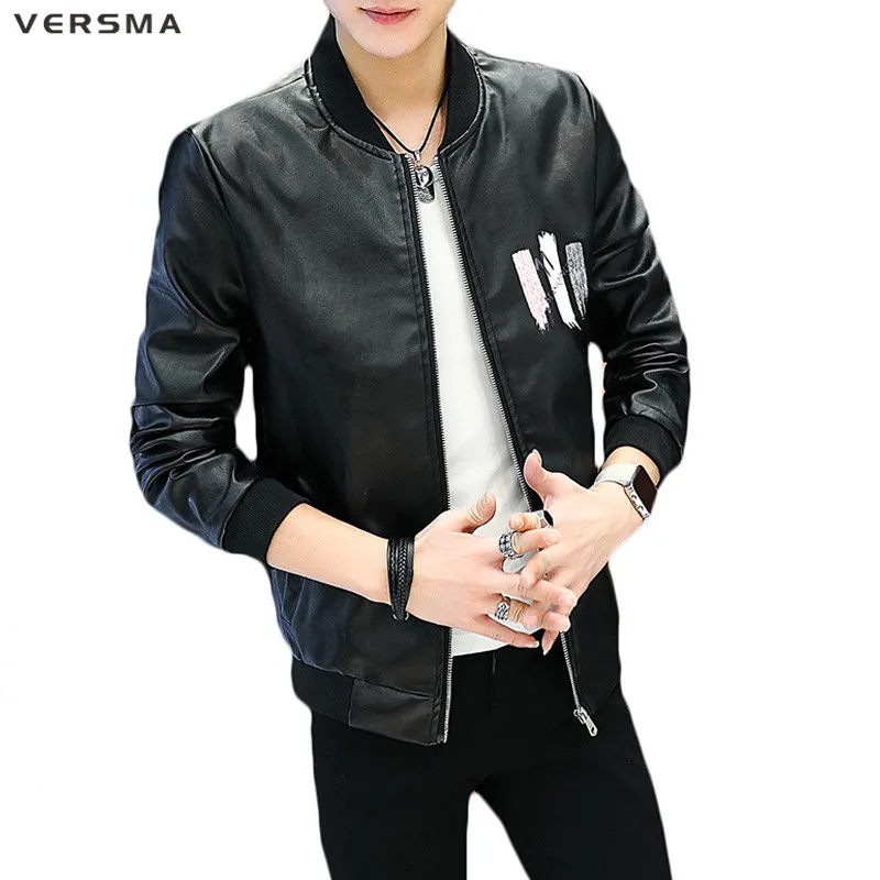 

VERSMA Autumn Japanese Vintage Slim Fit Motorcycle Leather Jacket Men Casual Fashion Korean Biker Bomber Leather Jackets for Men