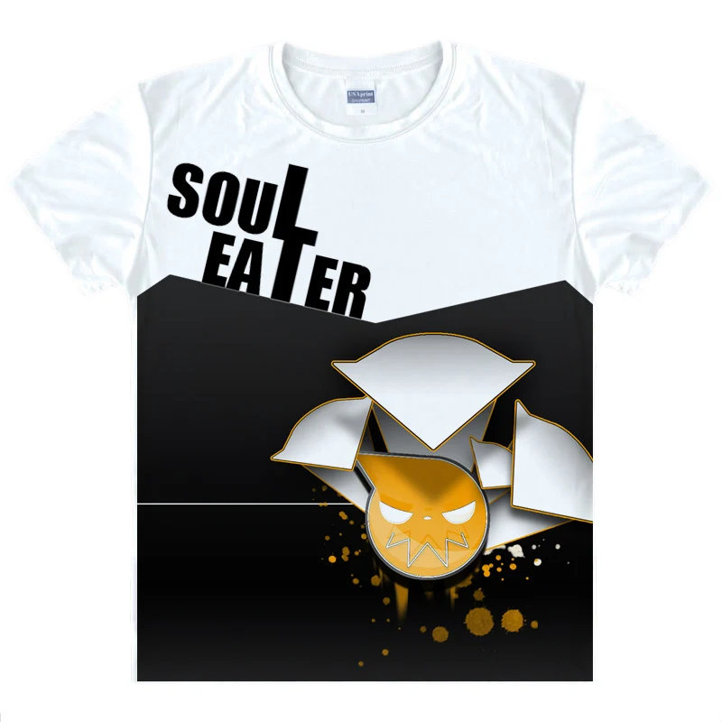 SOUL EATER T-Shirts Multi-style Short Sleeve Shirts Soru Ita DWMA Shibusen Maka Albarn Soul Eater Black Star Cosplay Shirt