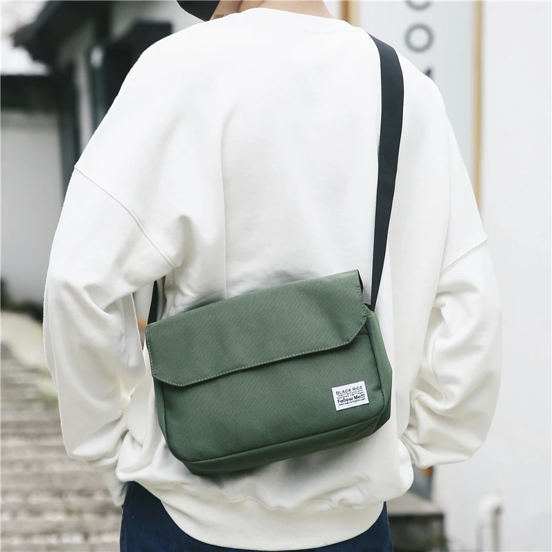 hot\'s Tide Canvas Postman Bag Japanese Department Simple Retro Wide Shoulder Messenger Bag Female Arts Students Shoulder Bag